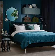The headboard's embracing curves help you to unwind, and make lazy mornings spent in bed even cosier. Tufjord Upholstered Bed Frame Djuparp Dark Green Queen Ikea