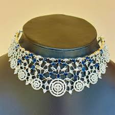 blue stone american diamond necklace