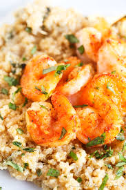garlic er shrimp and quinoa table