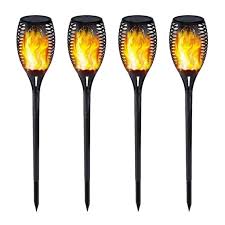 tall solar lights with flicking flame