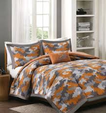 Orange Grey Camouflage Camo Comforter