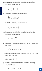 a rearrange the following equation to