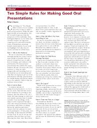Pdf Ten Simple Rules For Making Good Oral Presentations