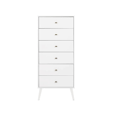 Features include a profiled top, side moldings and an scalloped kick plate as well as dark pewter constructed from high quality laminated composite woods. Prepac Milo Mid Century Modern Tall 6 Drawer Chest In White Wdbh 1410 1