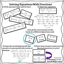 Solving Equations With Fractions Math