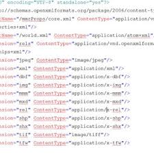 xml part reflecting the mime types of