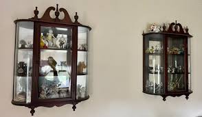 Vintage Wooden Wall Display Cabinets