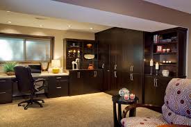 cozy basement storage desk area