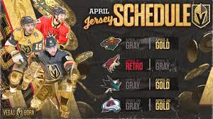 Minnesota wild (if needed) tba. April Jersey Schedule Goldenknights