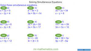 Simultaneous Equations By Elimination