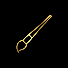 Gold Color Paint Brush Icon Vector Template