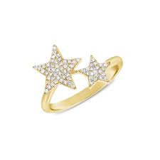 diamond stars ring in 14k gold long
