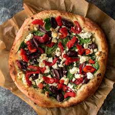 greek pizza with feta spinach and olives