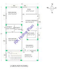 26 X 43 South Face 2 Bhk House Plan As