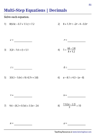 Multi Step Equations With Decimals