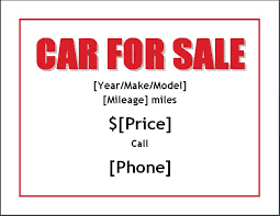 Sample Car For Sale Poster Flyer Template Formal Word Templates