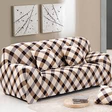 4 Size Stretch Sofa Cover Lounge Plaid Couch Easy Removable Slipcover Furniture Protector