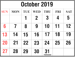 Free October 2019 Printable Calendar Blank Templates