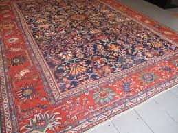 1800s antique wool blue sultanabad rug