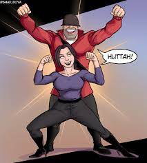 I see so few fan arts of Zhanna and I don't understand why, she is one of  my favorite comic characters, anyway, Zhanna and Soldier posing as DX :  r/tf2