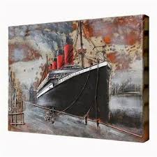 Decoration 3d Iron Ship Wall Art For