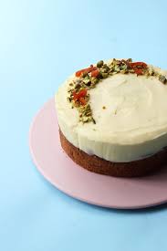 pistachio carrot cake with thick cream