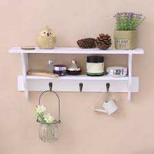White Wooden Floating Coat Rack Wall