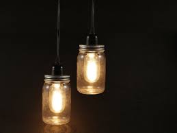 fluorescent mason jar pendant light