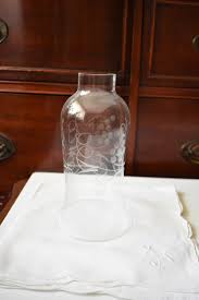 Etched Clear Hurricane Lamp Shade Glass