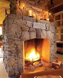 Huge Fireplace Rustic Stone Fireplace