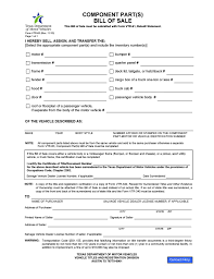 Free Texas Components Parts Bill Of Sale Form Pdf Docx