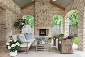 Faded Red Brick Patio With Red Brick