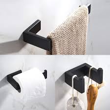 Buy the best and latest bath towel holder on banggood.com offer the quality bath towel holder on sale with worldwide free shipping. Amazon Com Junsun 3 Piece Set Matte Black Square Bathroom Hardware Set Toilet Paper Holder Robe Hook Towel Holder Contemporary Bathroom Accessories Set Bathroom Sets Wall Mounted Stainless Steel Home Kitchen