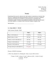 The Densities of Liquids and Solids Lab Report     General     