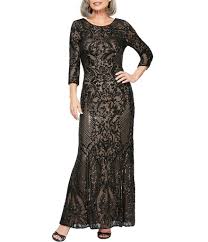 Alex Evenings Petite Size Baroque Inspired Sequin V Back Gown