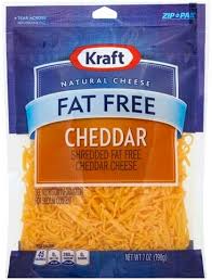 kraft shredded cheddar cheese fat