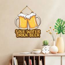 Save Water Drink Beer Wooden Wall