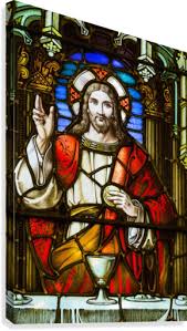 stain glass window with christ