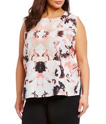 Ming Wang Plus Size Floral Print Round Neck Tank In 2019