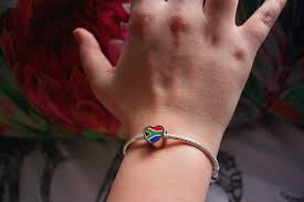 south african flag heart bracelet charm