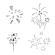 set of simple doodle confetti sparkler