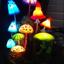 Mushrooms Night Light Blue Polymer Clay Fungi Miniature Etsy Fairy Decor Mushroom Lights Chill Room
