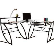 Florence L Shaped Glass Desk Black And
