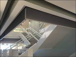 stairs with fire smoke curtains