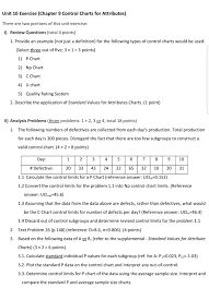 Solved Unit 10 Exercise Chapter 9 Control Charts For Att