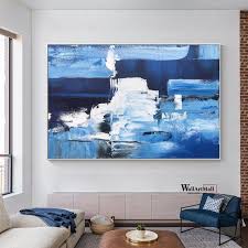Large Blue Abstract Painting Blue