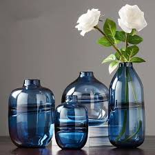 Glass Vase Decor Blue Glass Vase
