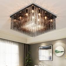Black Squared Ceiling Fixture Contemporary Stainless Steel Crystal Ceiling Light Fixtures For Bedroom Takeluckhome Com
