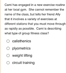 exercise routine at her local gym