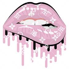 pink and white fashion drip lips svg
